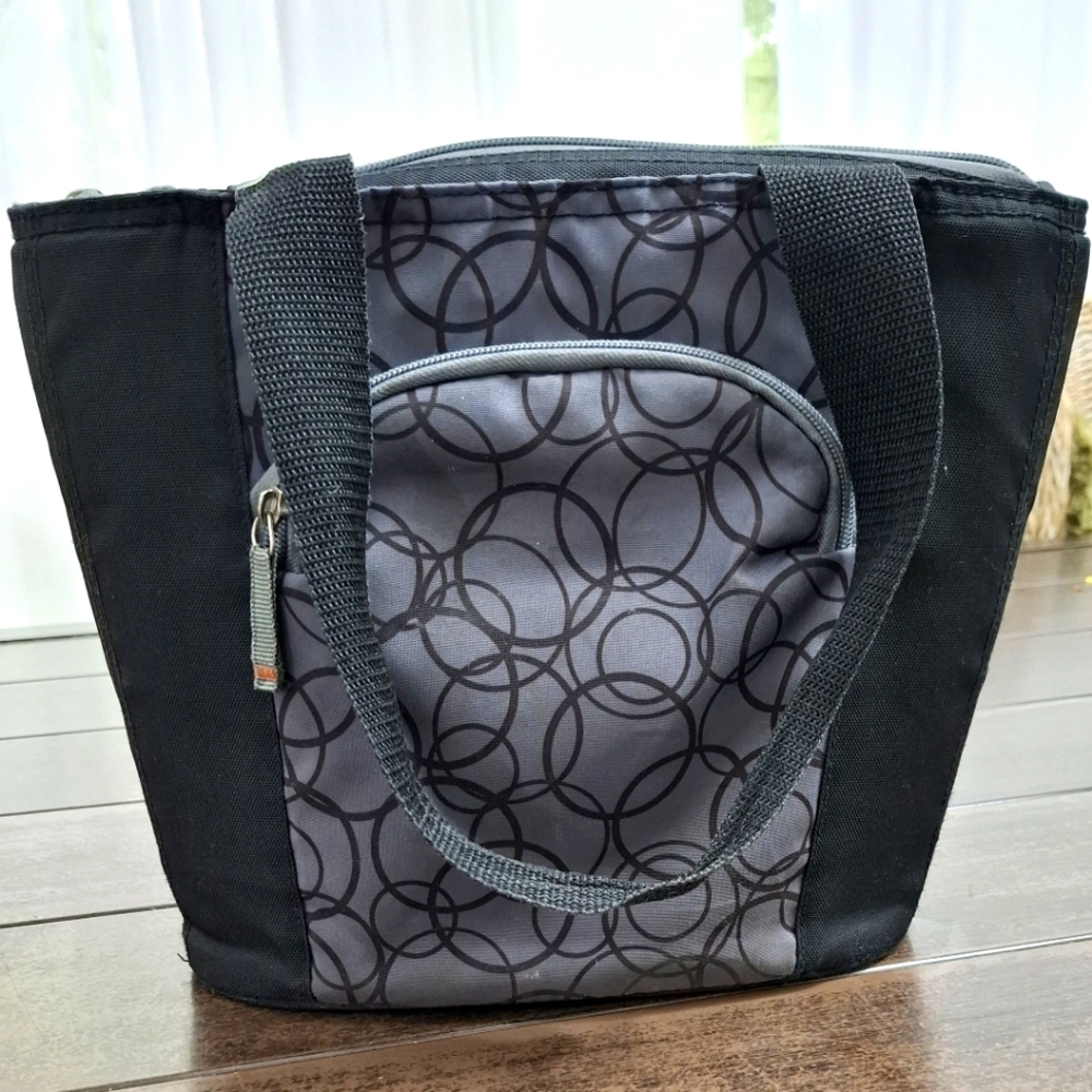 Embark Black and Gray Lunch Tote Bag With Front Pocket 12.5 X 9.5 Preowned